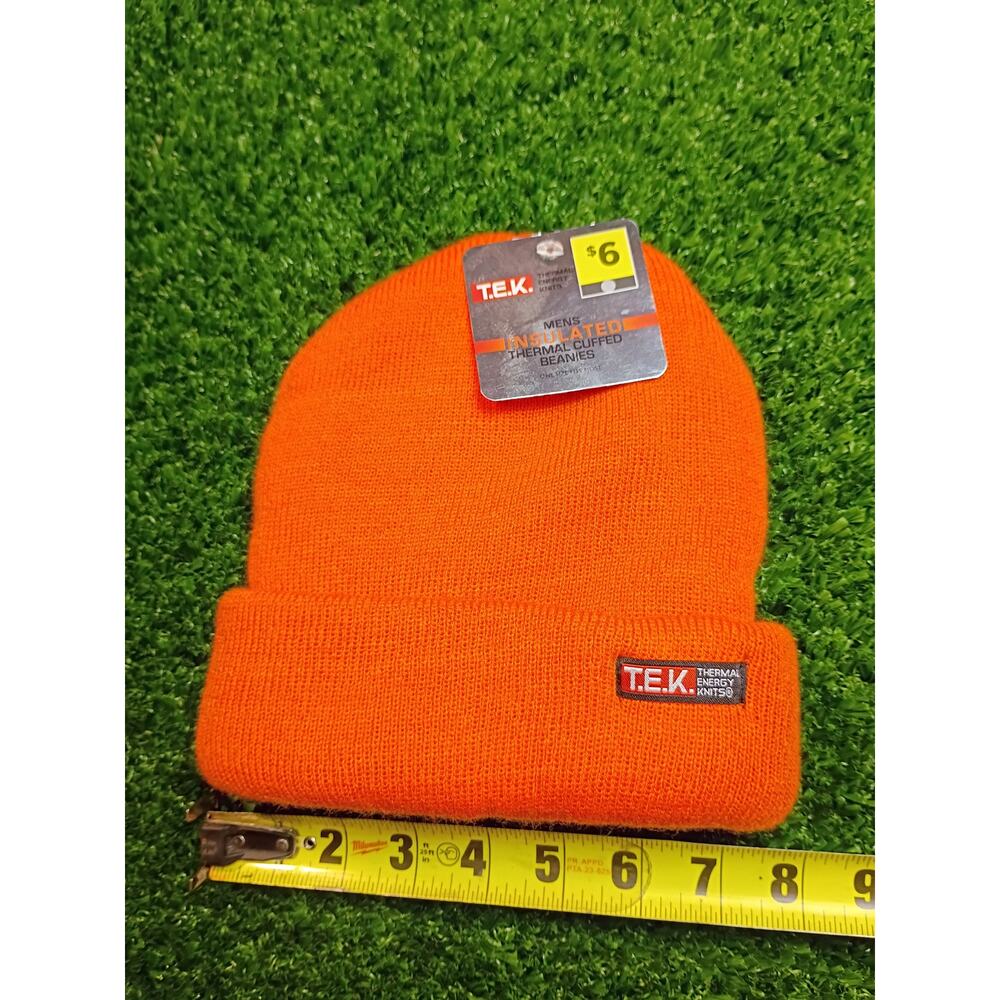 Vibrant Orange T.E.K. Insulated Beanie - Warm Winter Hat - Picture 4 of 5